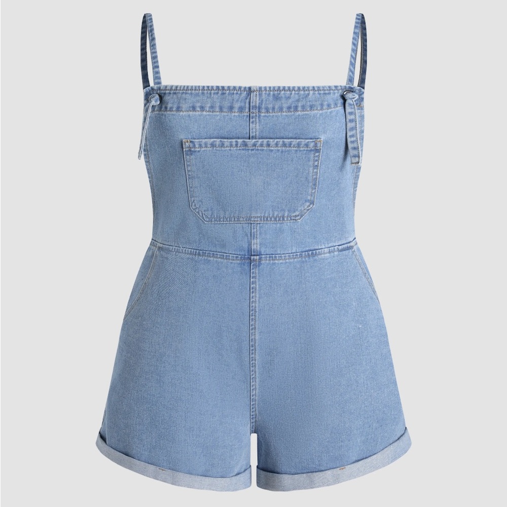 Denim pocket shorts romper size 1x NWT